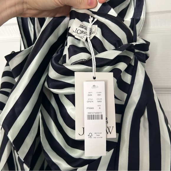Christopher John Rogers X J.Crew cross-front maxi dress in stripe navy and white - Picture 9 of 13